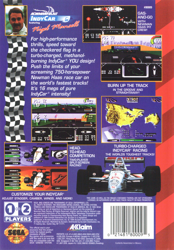 Newman/Haas IndyCar featuring Nigel Mansell - SEGA Genesis