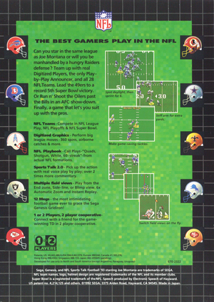 NFL Sports Talk Football '93 Starring Joe Montana - SEGA Genesis