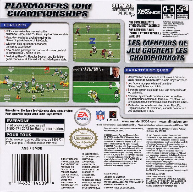Madden NFL 2004 - Game Boy Advance