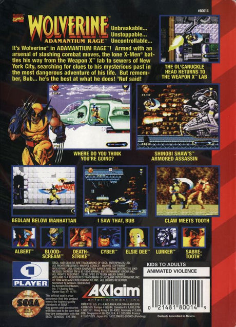 Wolverine: Adamantium Rage - SEGA Genesis