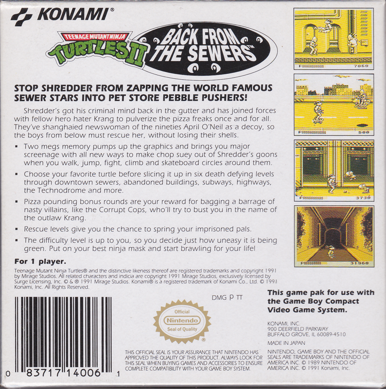 Teenage Mutant Ninja Turtles II: Back from the Sewers - Game Boy