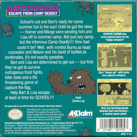 Bart Simpson's Escape from Camp Deadly - Game Boy