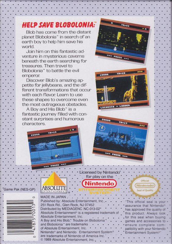 A Boy and His Blob: Trouble on Blobolonia, David Crane's - NES