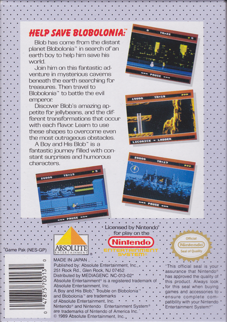 A Boy and His Blob: Trouble on Blobolonia, David Crane's - NES