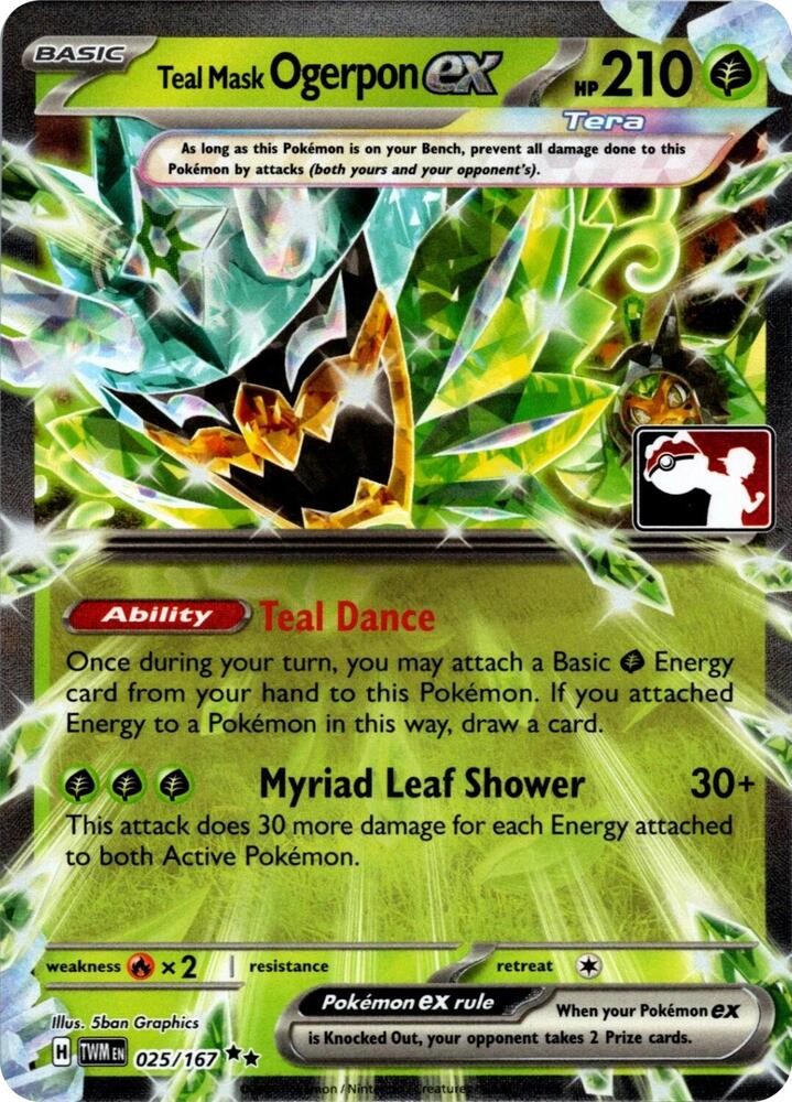 Teal Mask Ogerpon ex - 025/167 (Prize Pack Series 7) (025/167) [Prize Pack Series Cards]