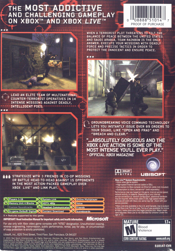 Tom Clancy's Rainbow Six 3 - Xbox