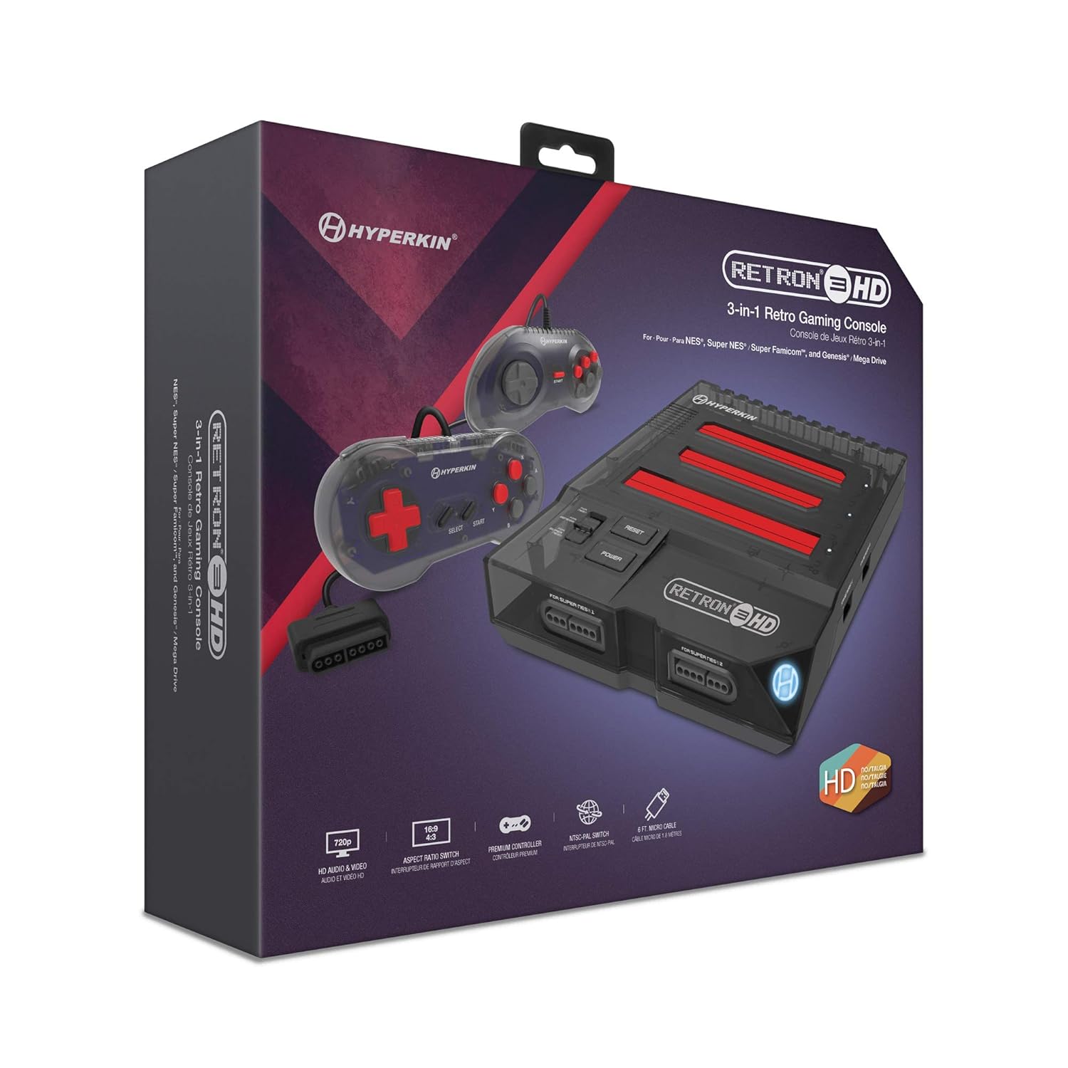 RetroN 3 Retro Gaming Console for NES / SNES / Genesis - Smoke Black