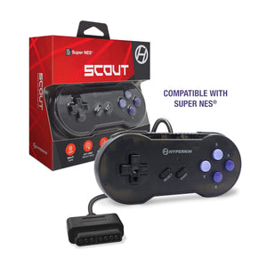 Scout Premium Wired Controller for Super Nintendo SNES - Black