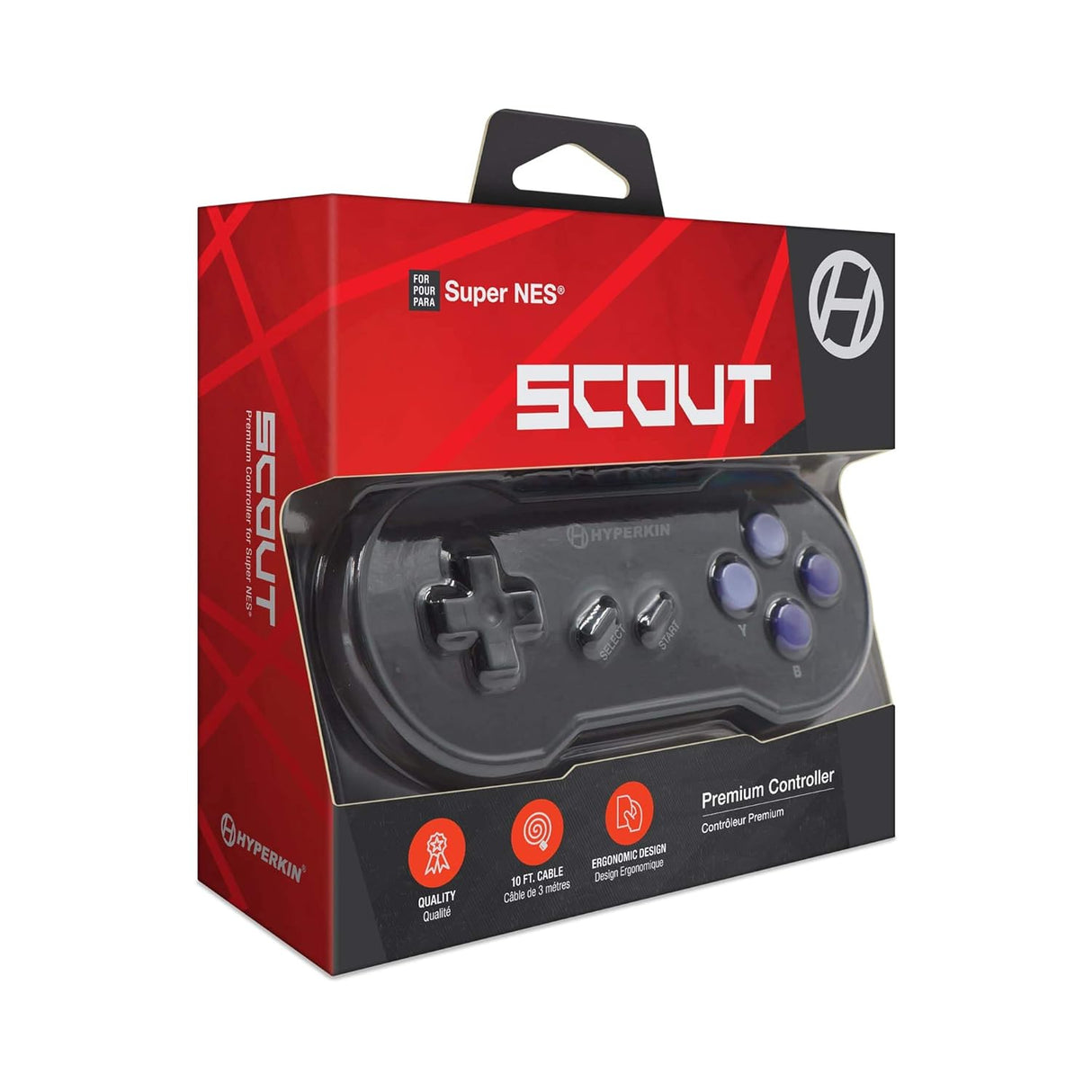 Scout Premium Wired Controller for Super Nintendo SNES - Black