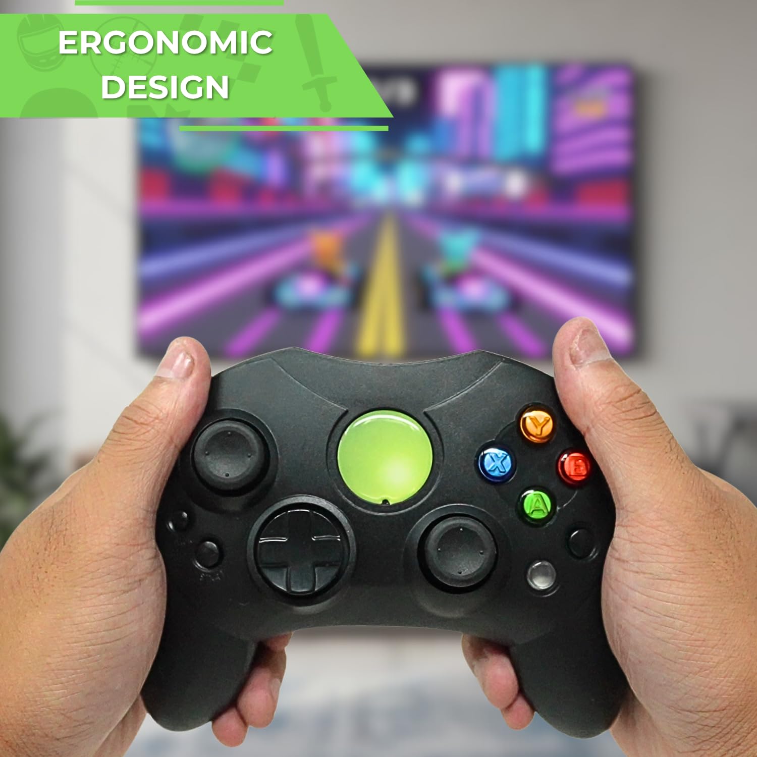 Wired S-Type Controller for Original Xbox
