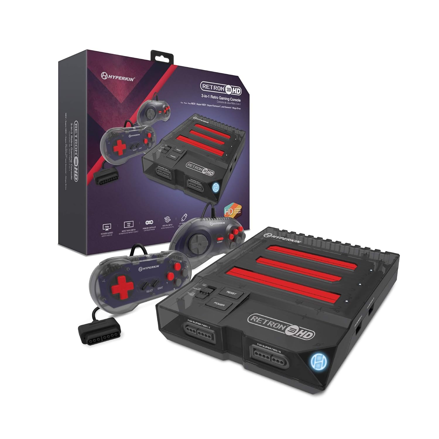 RetroN 3 Retro Gaming Console for NES / SNES / Genesis - Smoke Black