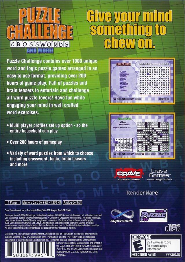 Puzzle Challenge: Crosswords and More! - PlayStation 2