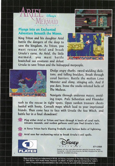 Ariel the Little Mermaid - SEGA Genesis