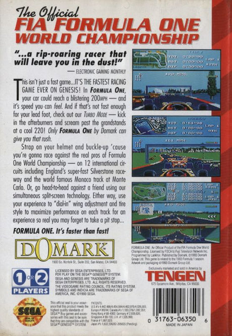 Formula One - SEGA Genesis