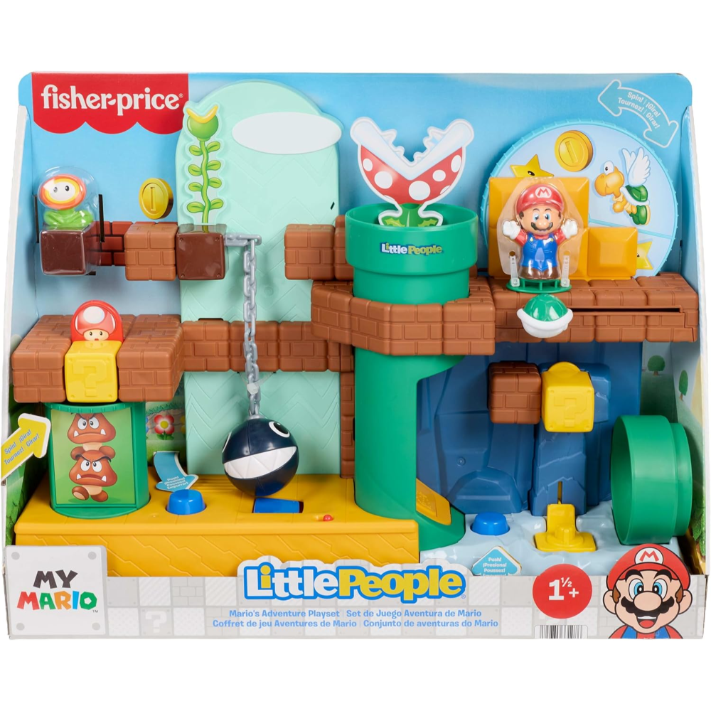 Fisher-Price Little People Toddler Toy My Mario Mario's Adventure Playset with Figure