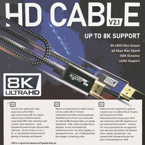 HDMI Cable, 6FT, 4K@120Hz, 8K@60Hz, Ultra High Speed HDMI 2.1 Cable (48Gbps)