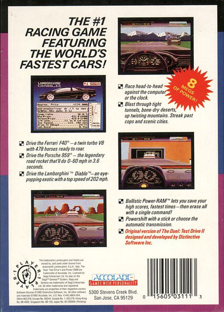 Duel: Test Drive II - SEGA Genesis