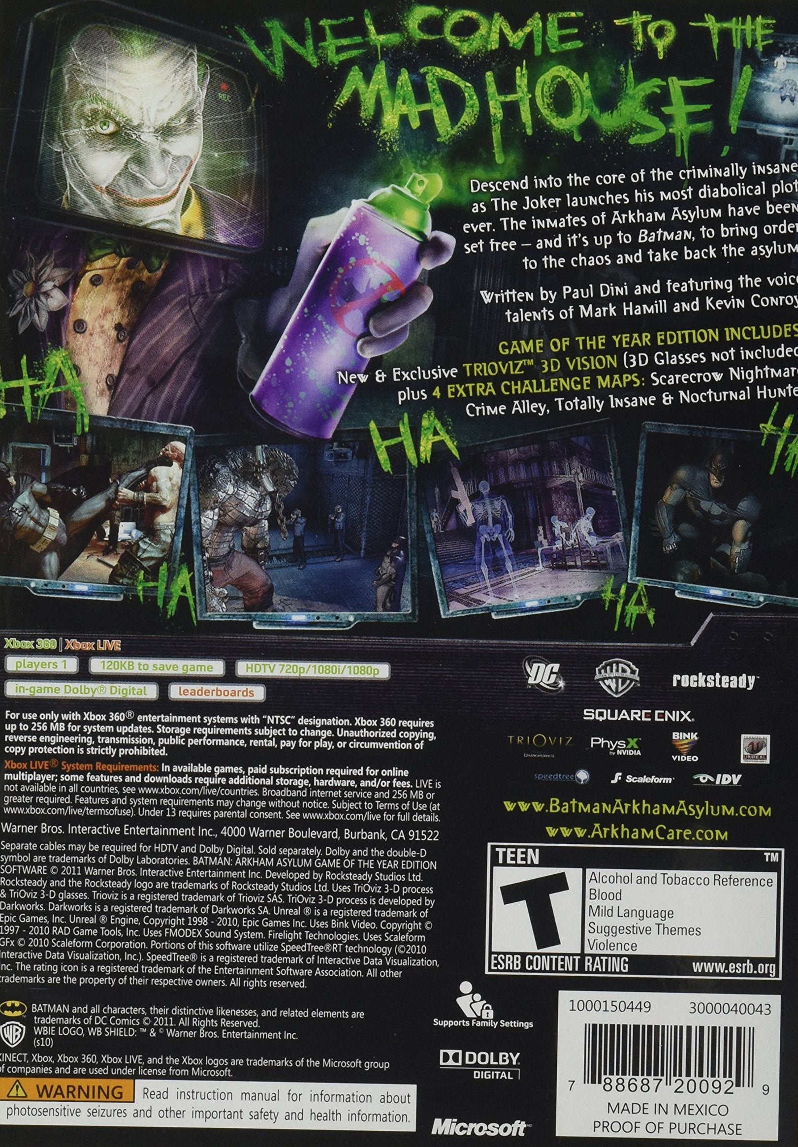 Batman: Arkham Asylum - Game of the Year Edition - Xbox 360