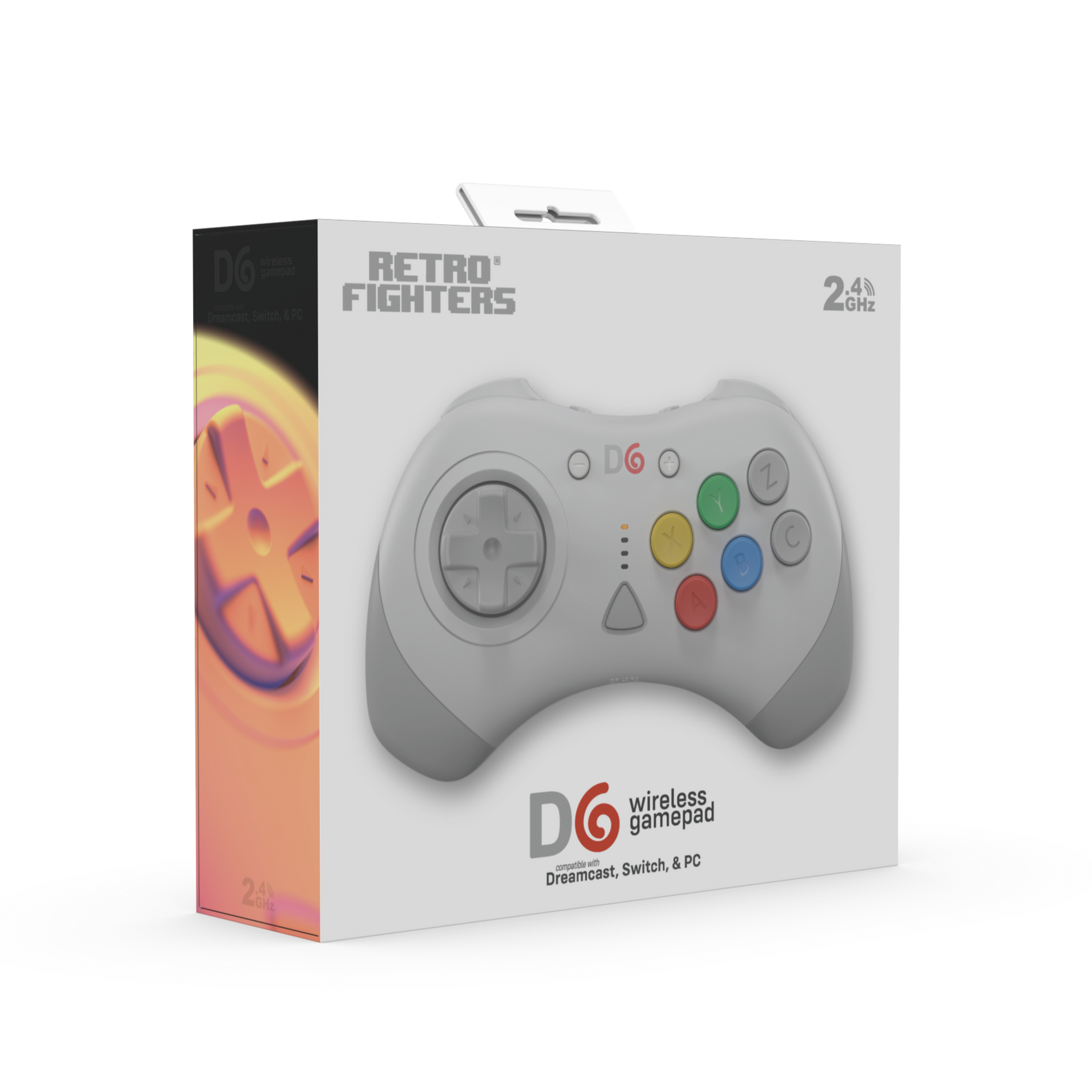 D6 6-Button 2.4GHz Wirelress Controller for SEGA Dreamcast / Switch / PC - White