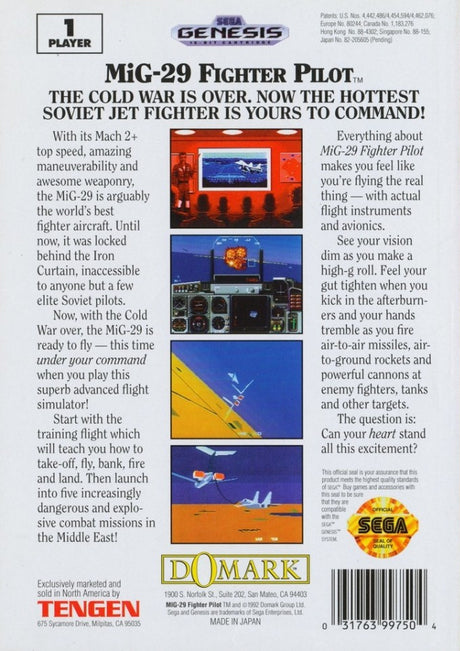 MiG-29: Fighter Pilot - SEGA Genesis