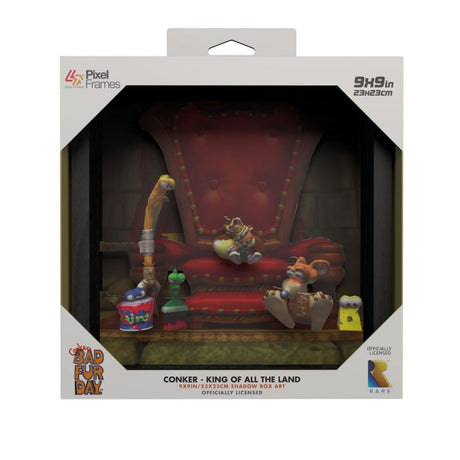 Conker's Bad Fur Day - King of all the Land - 9"x9" Shadow Box Art