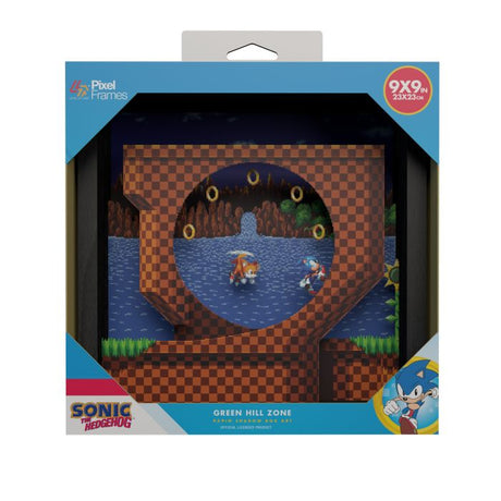 Sonic Mania - Green Hill Zone - 9"x9" Shadow Box Art