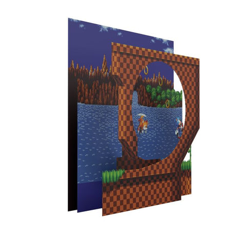 Sonic Mania - Green Hill Zone - 9"x9" Shadow Box Art