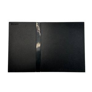 Top of Black Sony PlayStation 2 slim console