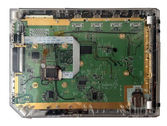 Underside of custom clear white wii with Electron Shepard HDMI upgrade