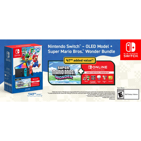 Nintendo Switch OLED Console + Super Mario Bros Wonder Bundle