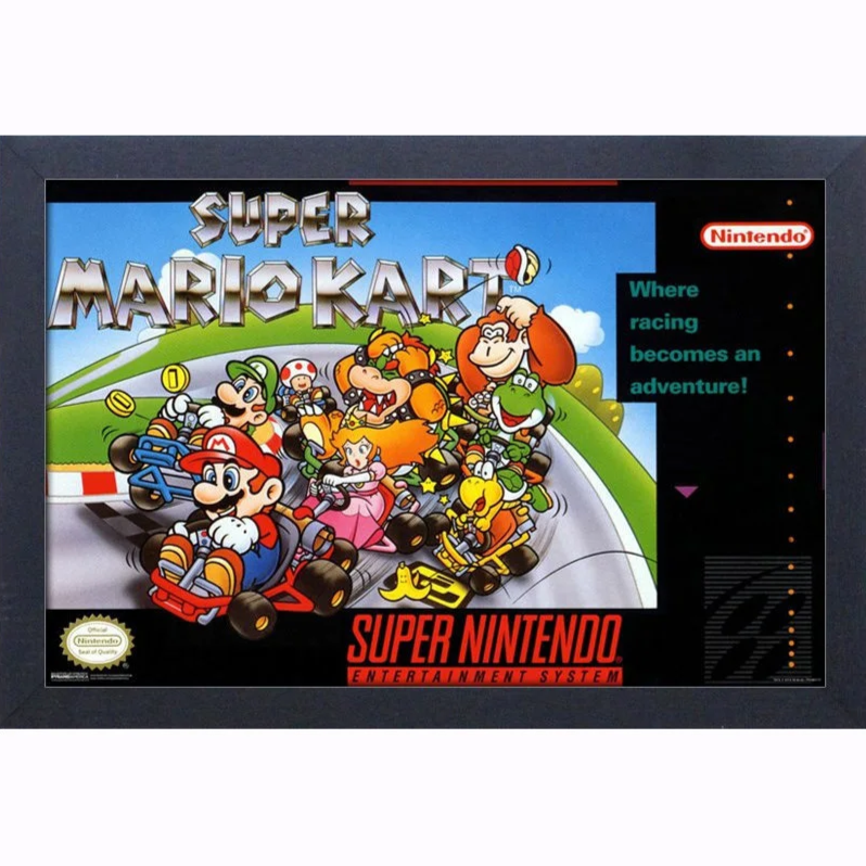 Super Mario Kart - SNES Box Art - 17"x11" Gel-Coat Framed Print