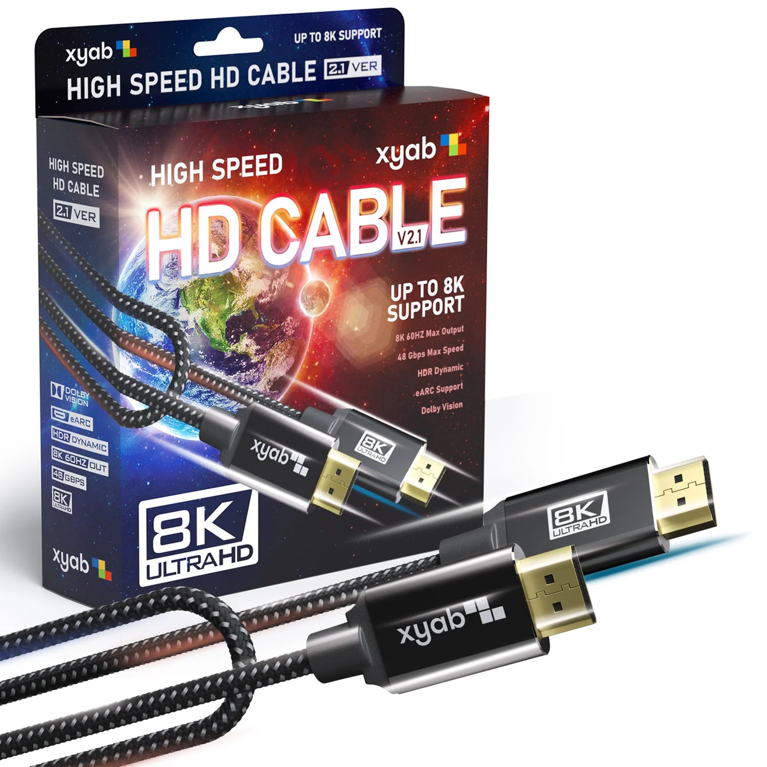 Ultra High Speed HD 2.1 Cable, 6FT, 8K@60, 4K@120, VRR, 2160p, 48Gbps