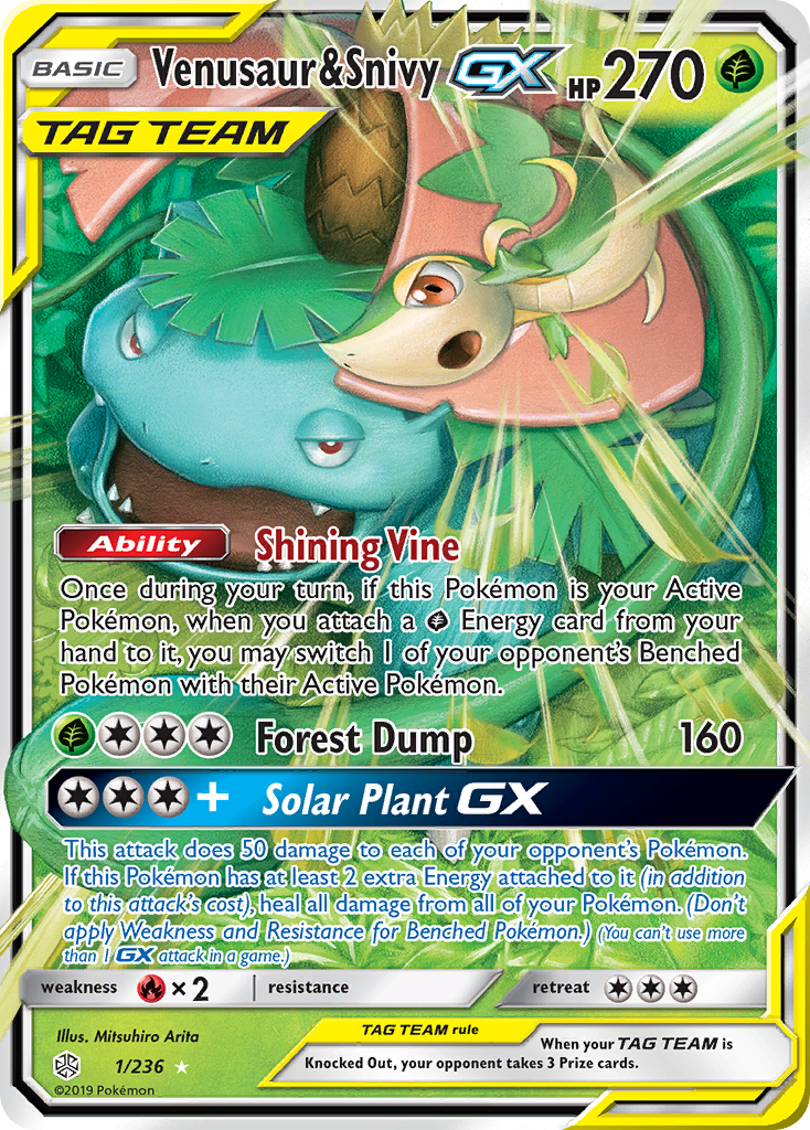 Venusaur & Snivy GX (1/236) [SM - Cosmic Eclipse]
