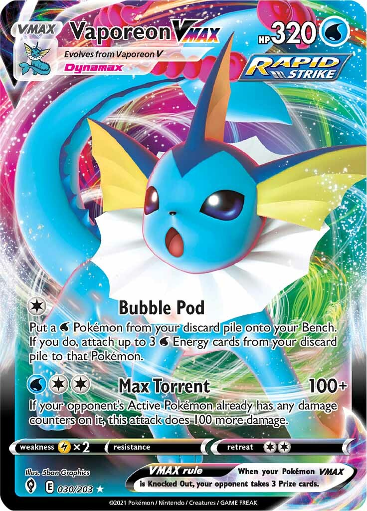 Vaporeon VMAX (030/203) [SWSH07: Evolving Skies]