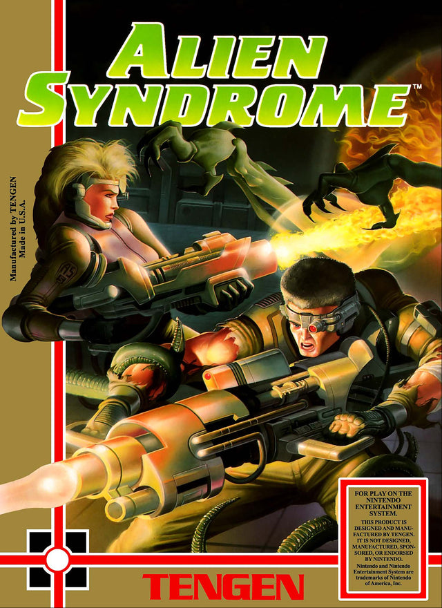 Video game box for 'Alien Syndrome' by Tengen on Nintendo Entertainment System
