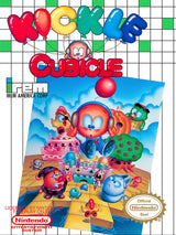 Vintage 'Kickle Cubicle' game box with colorful graphics and text, featuring the Nintendo logo.