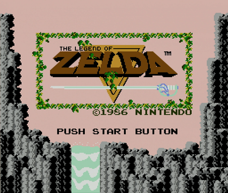 Title screen for The Legend of Zelda for the NES