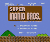 Title screen of Super Mario Bros. for the NES