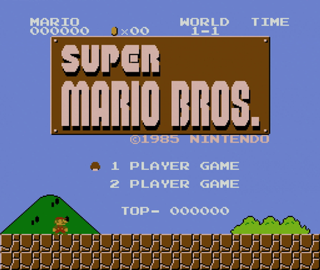 Title screen of Super Mario Bros. for the NES
