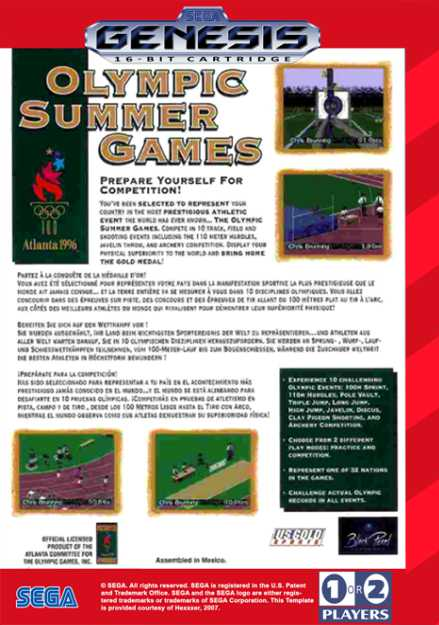 Olympic Summer Games: Atlanta '96 - SEGA Genesis