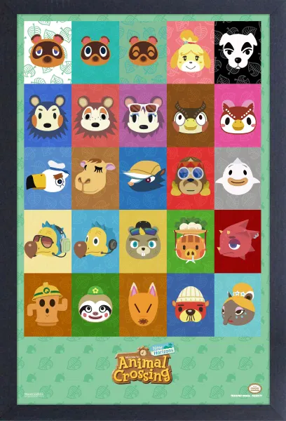 Animal Crossing: New Horizons - Characters Icons - 17"x11" Gel-Coat Framed Print