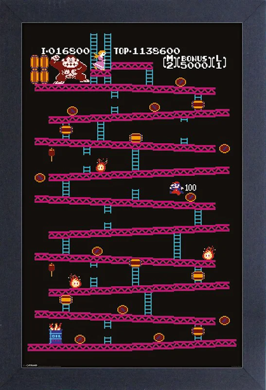 Donkey Kong - Arcade Level 1 - 11"x17" Gel-Coat Framed Print