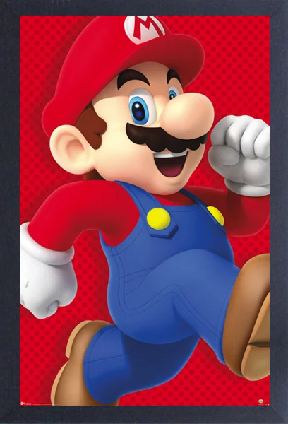 Super Mario - Mario Running - 11"x17" Gel-Coat Framed Print