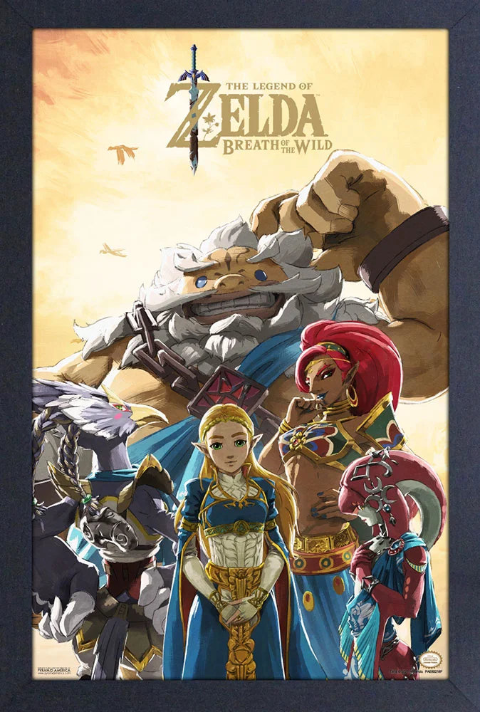 Zelda: Breath of the Wild - Zelda & Champions - 11"x17" Gel-Coat Framed Print