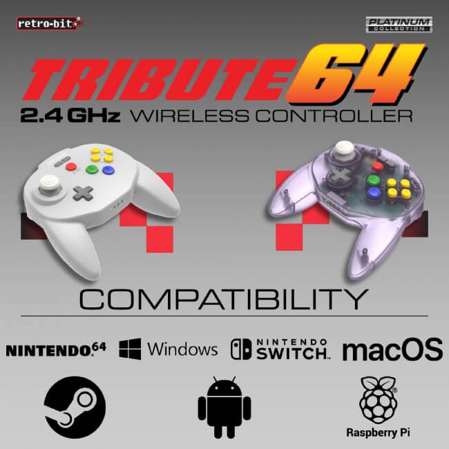 Tribute64 2.4 GHz Wireless Controller for Nintendo 64 and Switch