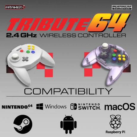Tribute 64 2.4 GHz Wireless Controller for Nintendo 64 and Switch
