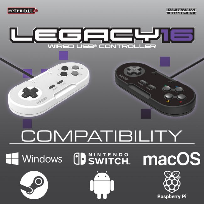 Legacy16 Wired USB Controller for Nintendo Switch / PC - Black