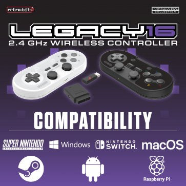 Legacy16 2.4GHz Wireless Controller for Super NES / Switch - Light Gray