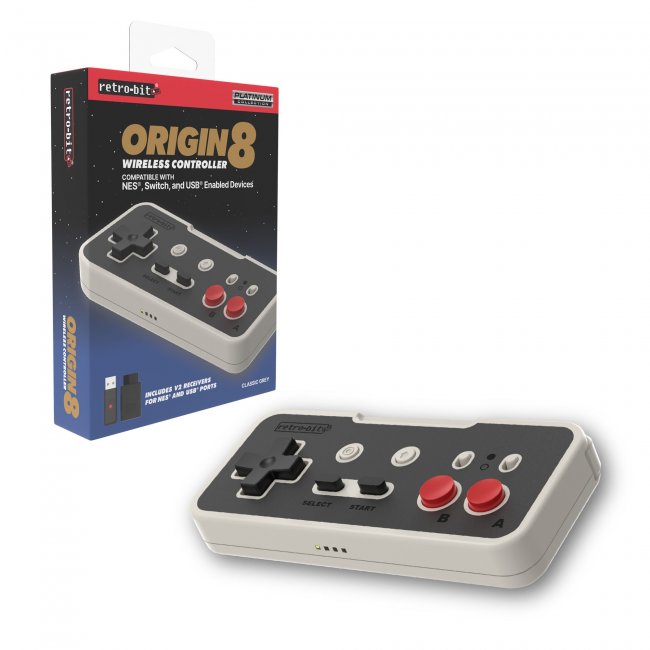 Origin8 2.4 GHz Wireless Controller for Nintendo NES / Switch - Gray/Black